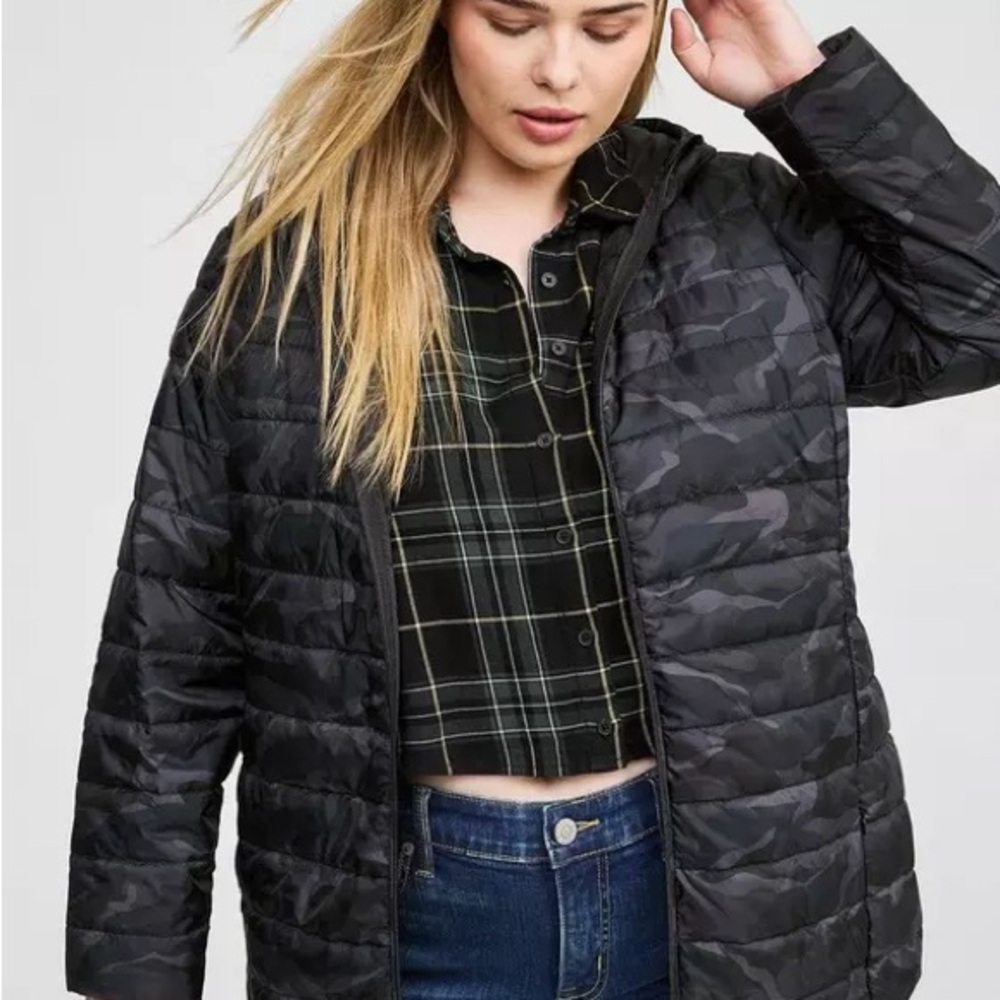 torrid Black Faux-Camo Packable Puffer Jacket